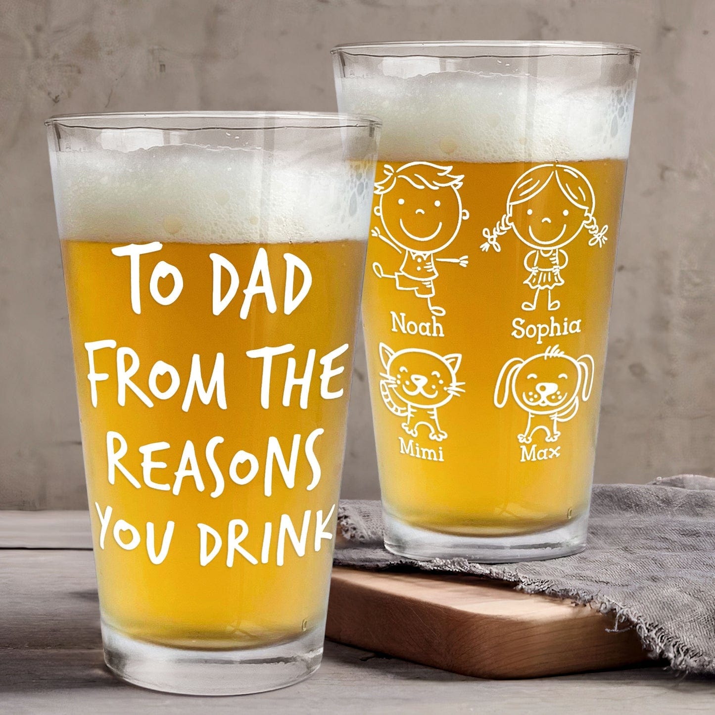 From The Reasons You Drink Father's Day Gifts For Dad - Personalized Beer Glass - Giftlab
