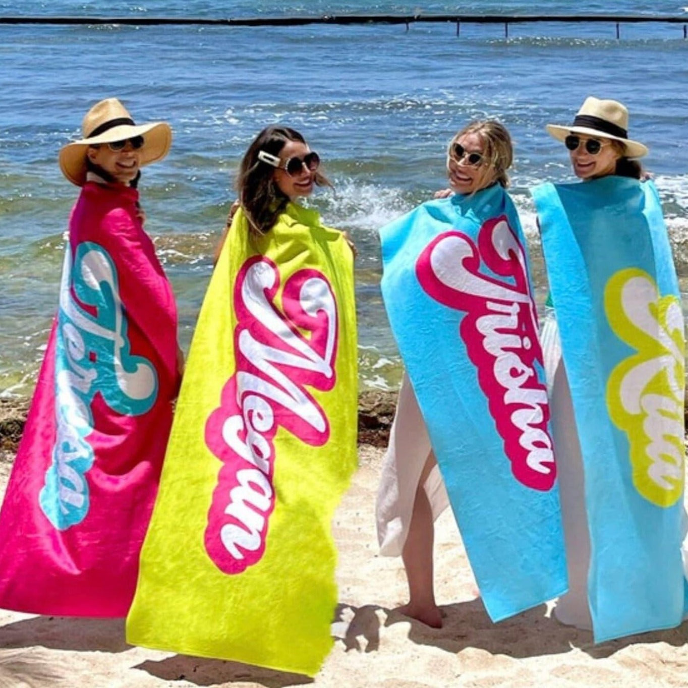 RETRO Style Personalized Beach Towel Personalized Name Bath Towel Custom Pool Towel Beach Towel With Name Outside Birthday Vacation Gift - GiftLab