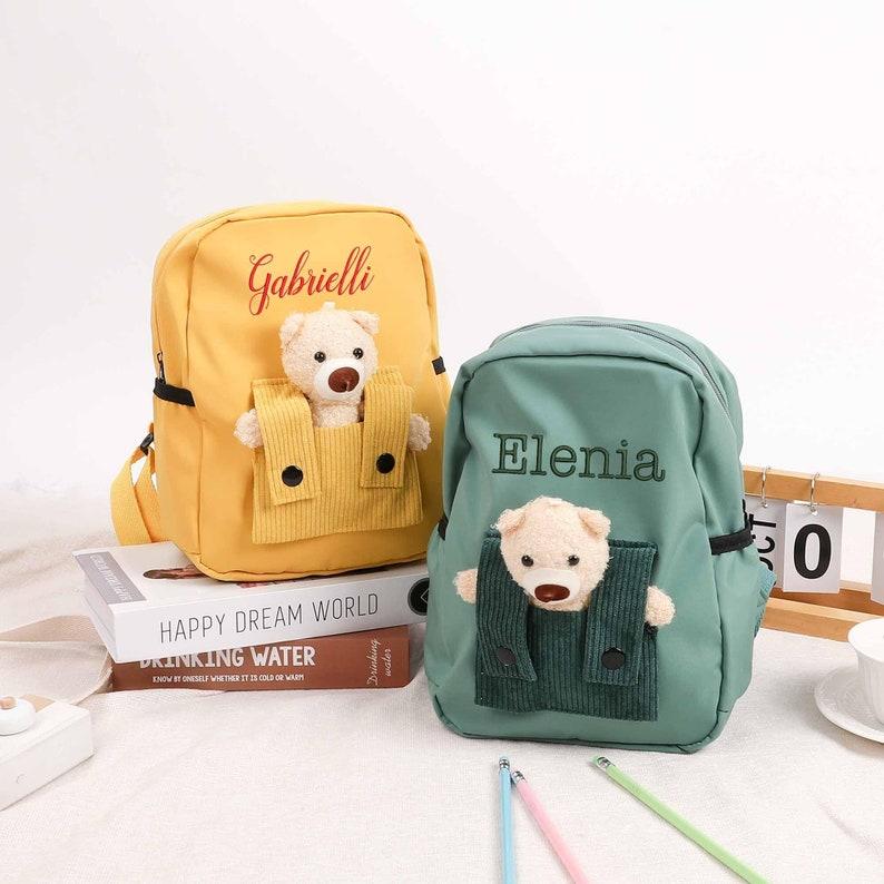 Custom Teddy Bear Backpack for Toddlers �C Personalized Name Embroidered Kids School Bag, Gift for Boys & Girls