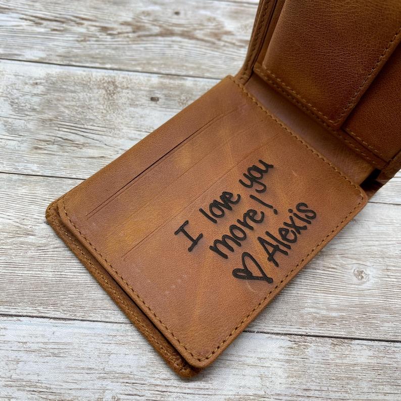 Handwriting Wallet,Christmas Gift,Personalized Wallet Men,Leather Wallet For Men,Handwriting Gift For Him,Engraved Wallet,Fathersday Gift - myphotowallet