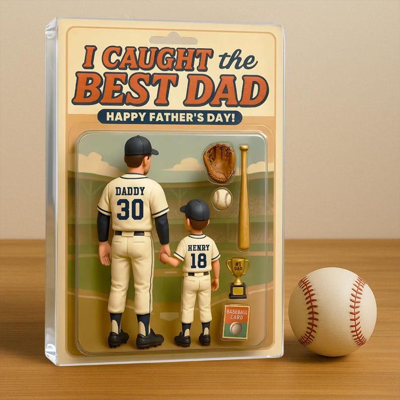 We Caught the Best Dad Baseball Custom Figure Personalized Acrylic Block Plaque, Personalized Father's Day Gift for Dad, Gifts for Husband - GiftlabUS