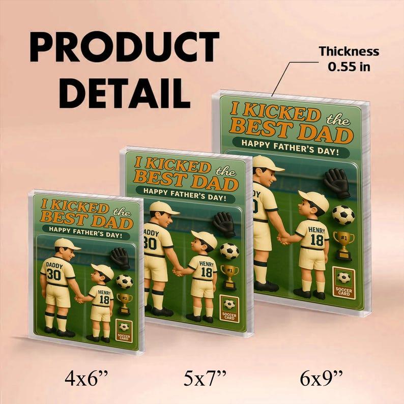 Personalized Soccer Dad Action Figure Plaque – Custom Father's Day Gift, We Kicked the Best Dad Acrylic Block, Unique Gift for Dad or Papa - Giftlab