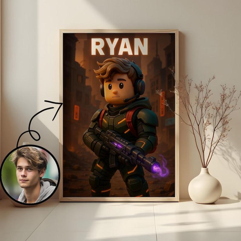 Custom Blox Portrait from Photo , Personalized Character Photo Frame, Photo to Character , Personalized Gift For Game Lovers