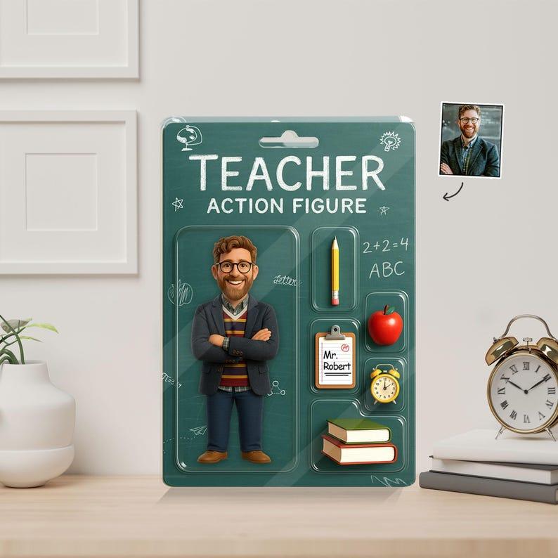 Personalized Teacher Action Figure Acrylic Block, Keychains, and Fridge Magnets - Custom 3D Teacher Gift From Photo - Best Teacher Appreciation Gift - Back To School Gift