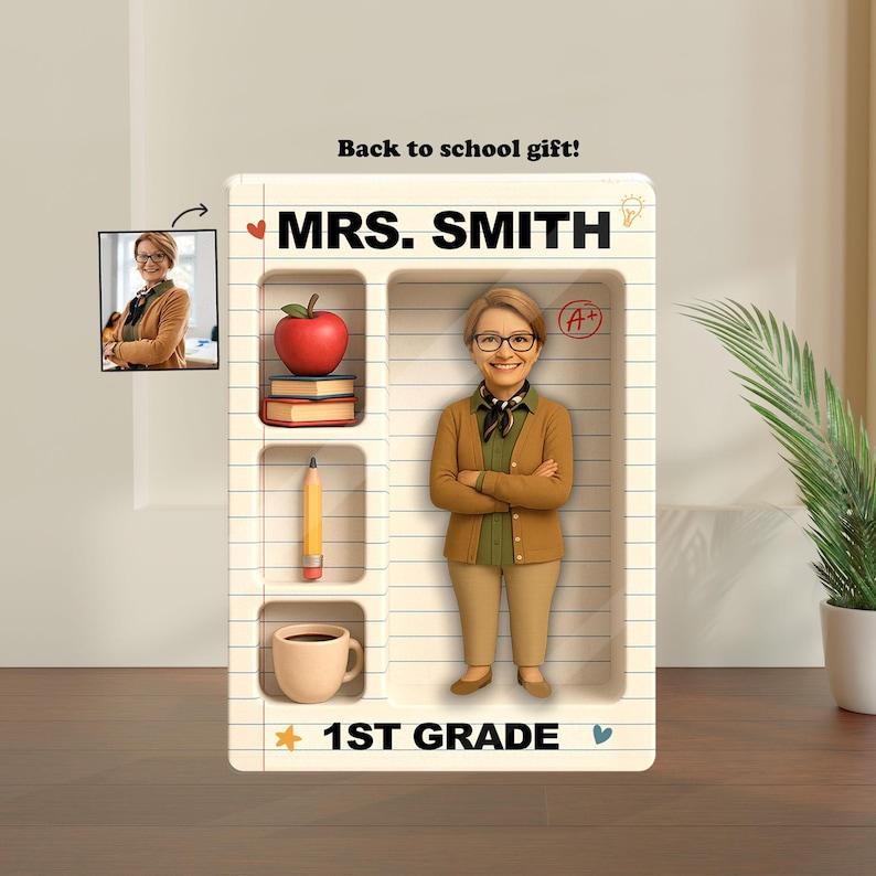 Custom Teacher Acrylic Block From Photo Teacher 3D Action Figure Acrylic Block Keychain and Fridge Magnets, Back To School Gift, Teacher Gift, Teacher Appreciation Gift
