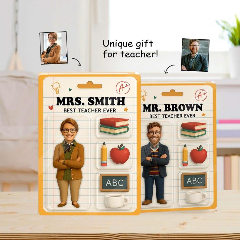 Personalized Teacher Acrylic Block From Photo, Custom Teacher 3D Action Figure Acrylic Block Keychain and Fridge Magnets, Teacher Appreciation Gift, Best Teacher Ever