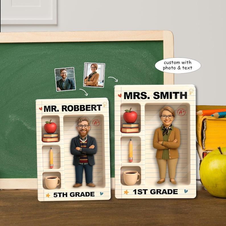 Custom Teacher Acrylic Block From Photo Teacher 3D Action Figure Acrylic Block Keychain and Fridge Magnets, Back To School Gift, Teacher Gift, Teacher Appreciation Gift