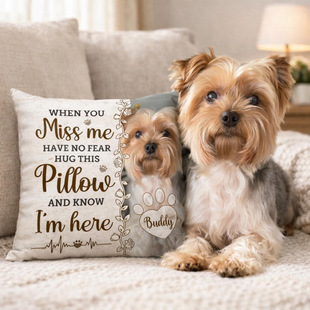 Custom Pet Photo Memorial Pillow, Dog Loss Sympathy Keepsake