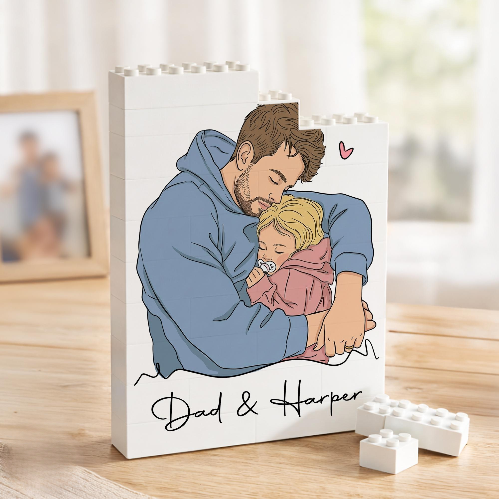 Personalized Building Block with "Dad and Me" Photo, Personalized Building Block with Dad's Photo, Gift for Dad from the Kids