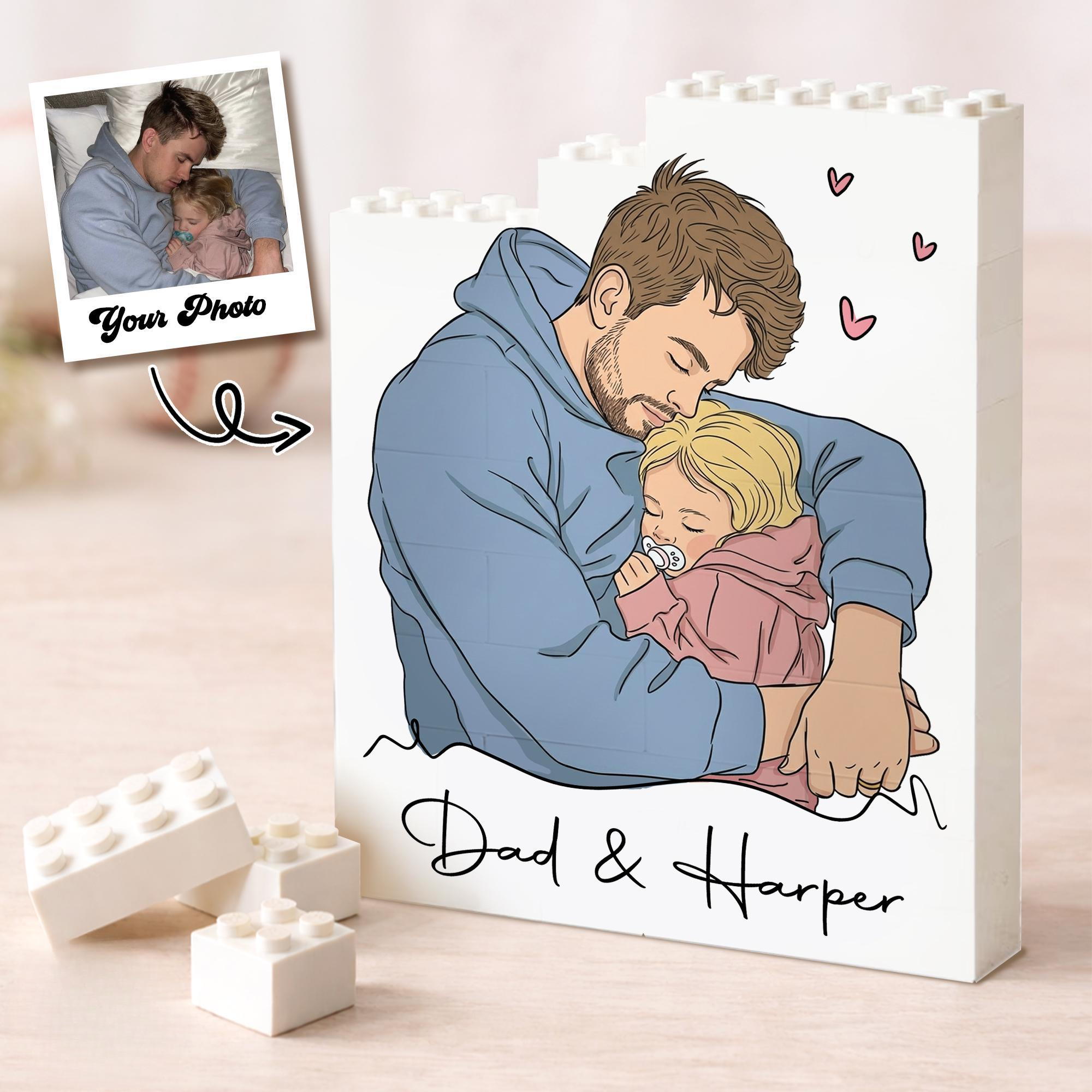Personalized Building Block with "Dad and Me" Photo, Personalized Building Block with Dad's Photo, Gift for Dad from the Kids