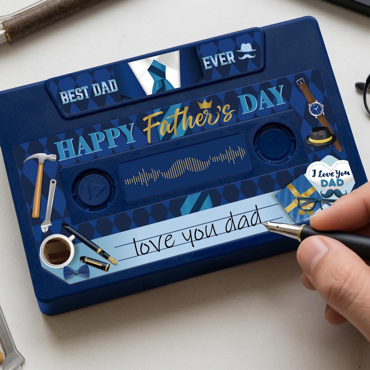 Father’s Day Voice Recording Cassette Card, 5-Minute Recordable Audio Greeting Card for Dad