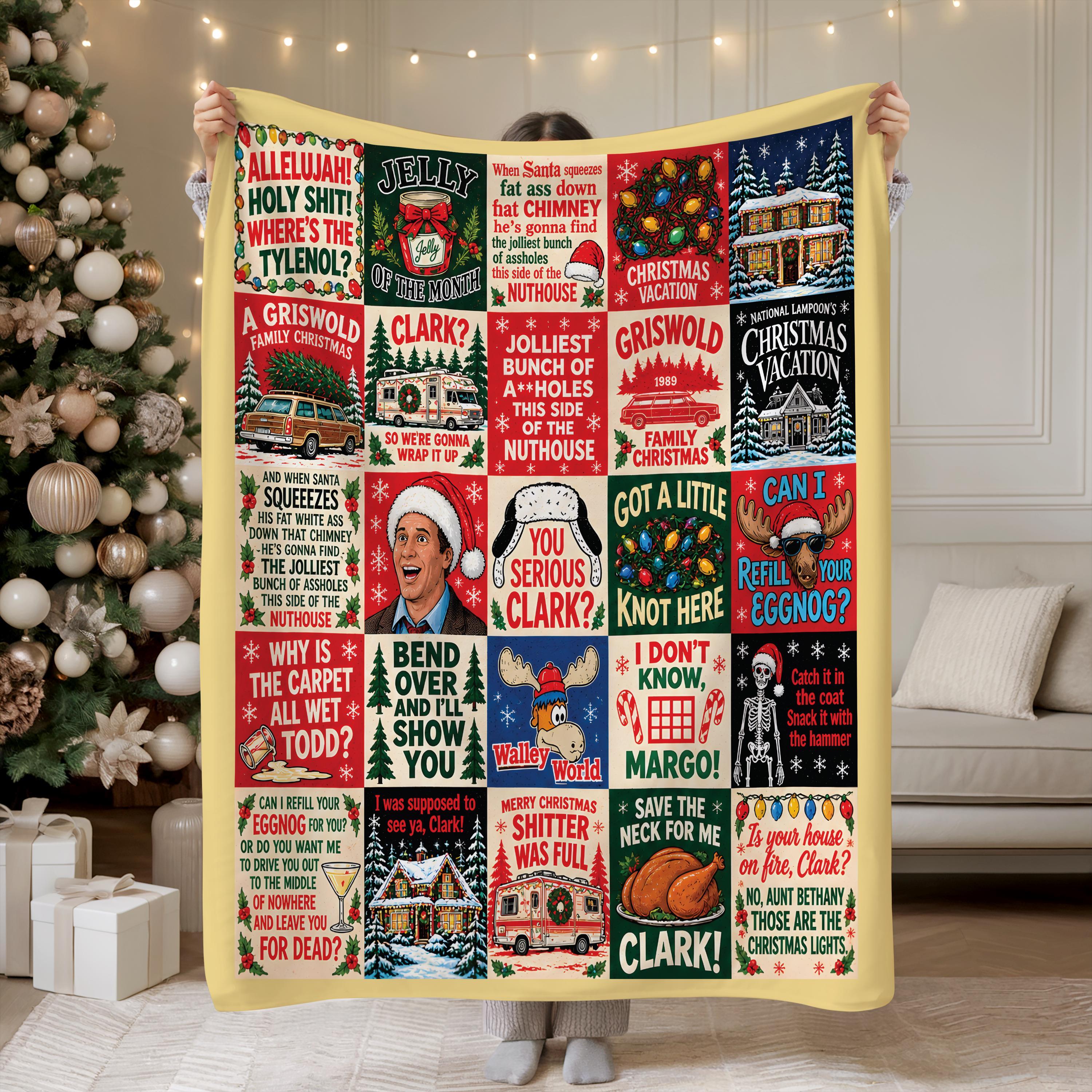 Personalized Christmas Movie Quote Blanket – Festive Holiday Gift for Family Movie Night
