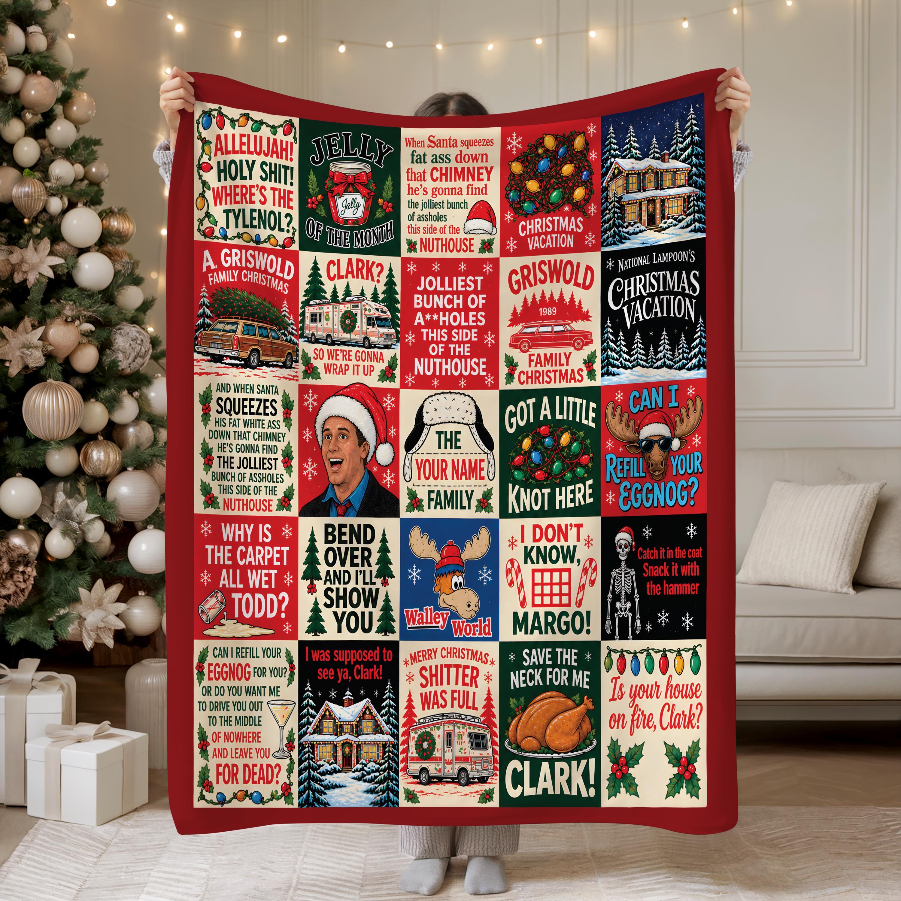 Personalized Christmas Movie Quote Blanket – Festive Holiday Gift for Family Movie Night