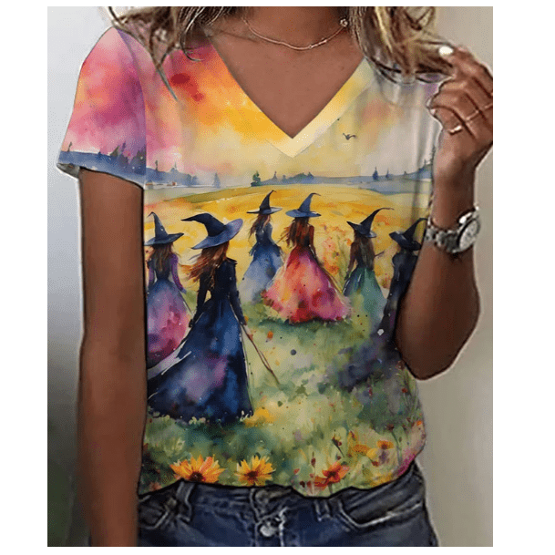 Women's Midsummer Witches Gather V Neck T-Shirts U Neck T-Shirts Halloween Gifts - Giftlab
