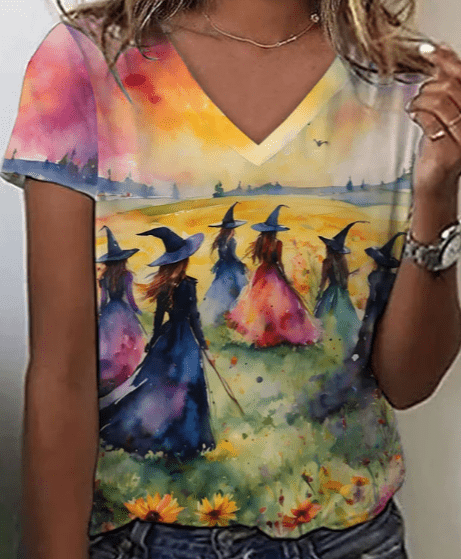 Women's Midsummer Witches Gather V Neck T-Shirts U Neck T-Shirts Halloween Gifts - Giftlab