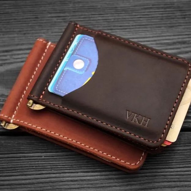 Leather money clip wallet Personalized, Groomsmen gift - myphotowallet