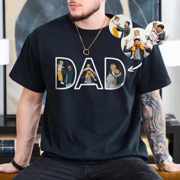 Custom Photo Shirt for Dad, Father's Day Tshirt, Personalized Dad Portrait Shirt, Fathers Day Gifts, Gift for Husband, Dad Birthday Gifts - Giftlab