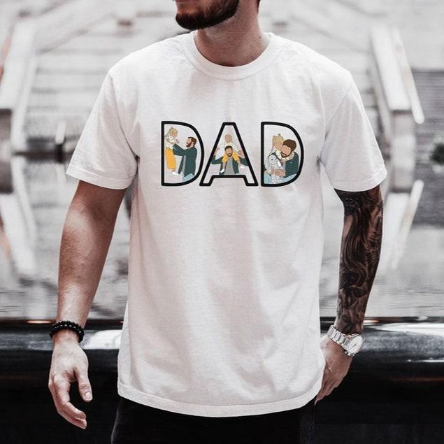 Custom Photo Shirt for Dad, Father's Day Tshirt, Personalized Dad Portrait Shirt, Fathers Day Gifts, Gift for Husband, Dad Birthday Gifts - Giftlab