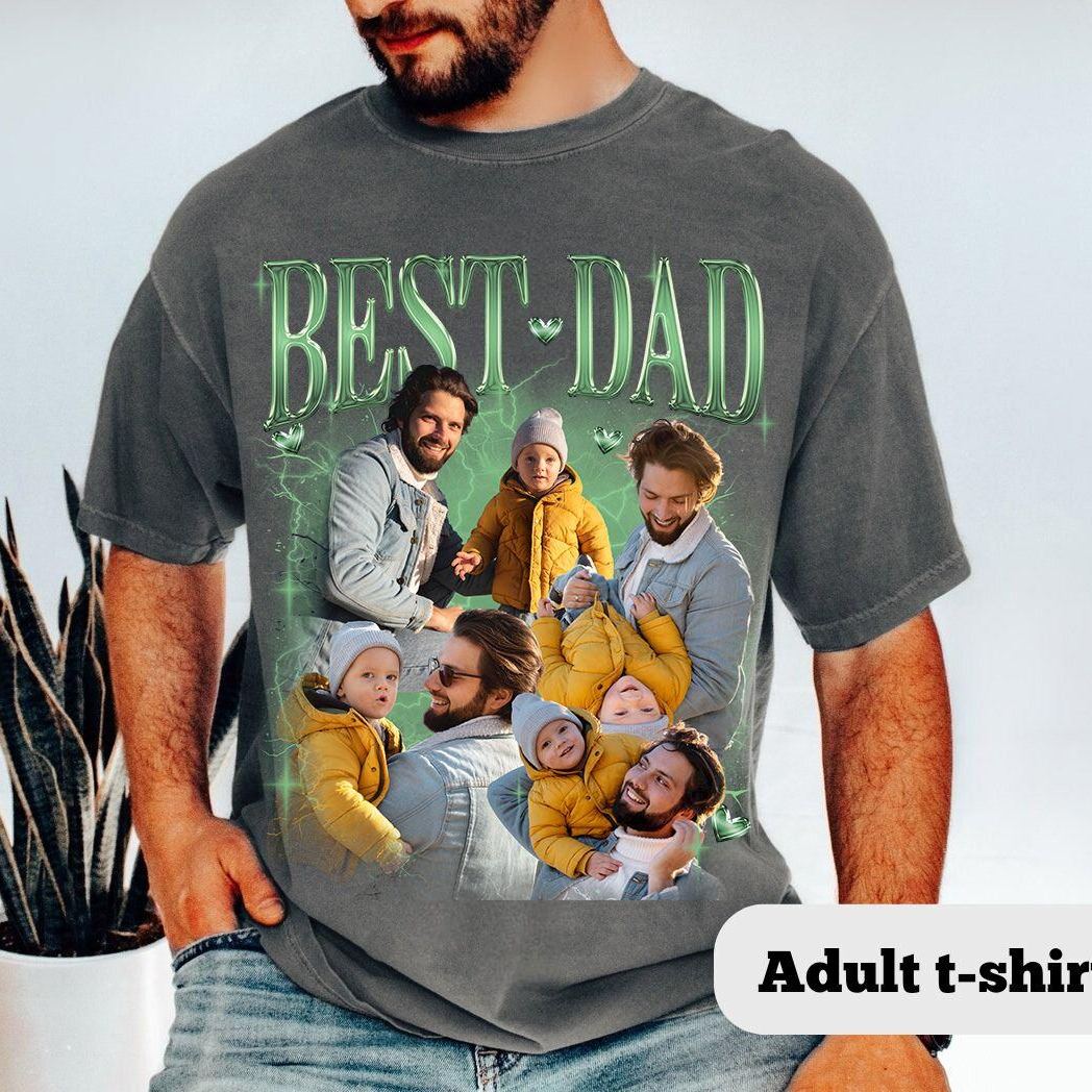 Father's Day Gifts Customized Bootleg Shirt, Best Dad Ever Shirt Gift for Dad Personalized Photo T-Shirt For Dad - Giftlab