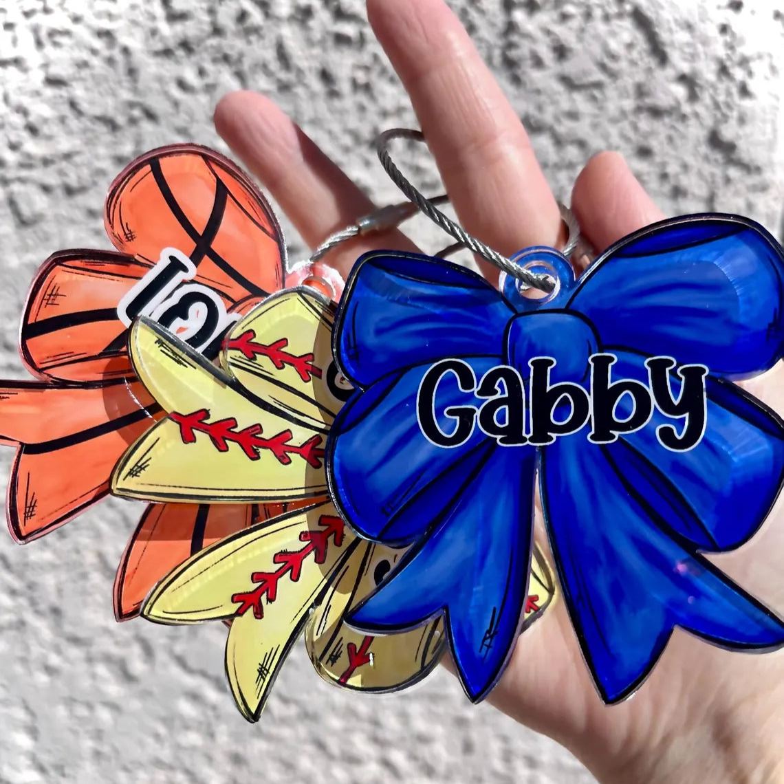 Custom Sports Bag Tag for Girls with Bow �C Personalized Name Tag