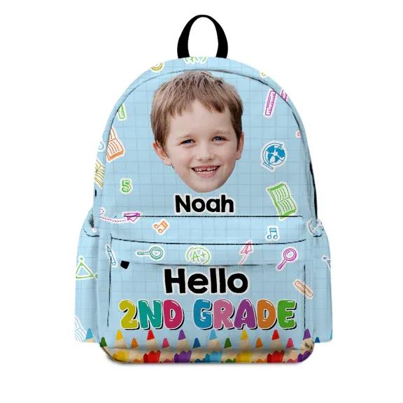Custom Cute Kid Photo Hello School Backpack Back To School Gift