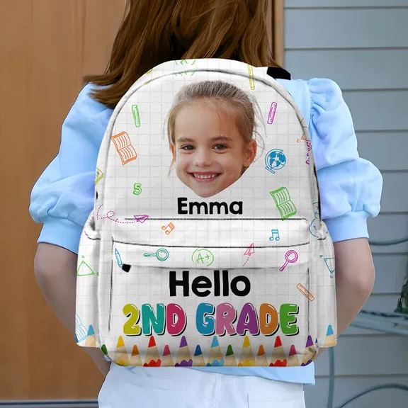 Custom Cute Kid Photo Hello School Backpack Back To School Gift