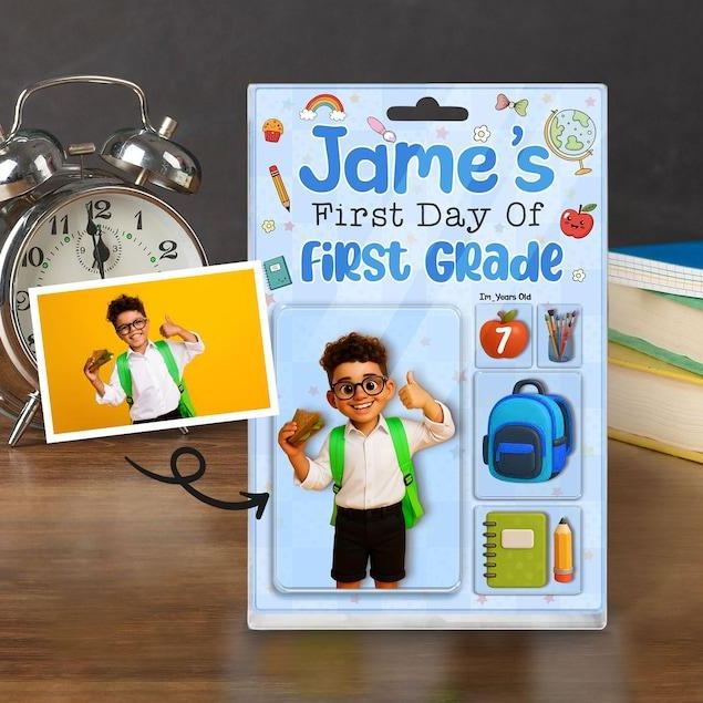 Personalized Kid 3D Action Figure Acrylic Block Keychain and Fridge Magnets, First Day Of School Sign Acrylic Block, Back To School Gifts, Acrylic Figurine with Photo