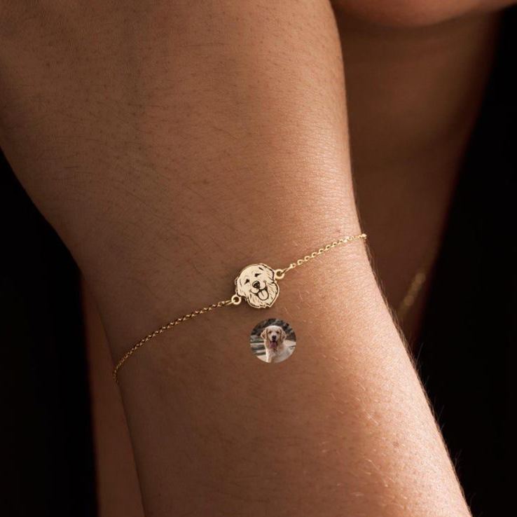 Personalized Pet Portrait Bracelet, Pet Memorial Bracelet, Custom Pet Picture Jewelry, Pet Lost Bracelet, Dog & Cat Bracelet,Gift for Her