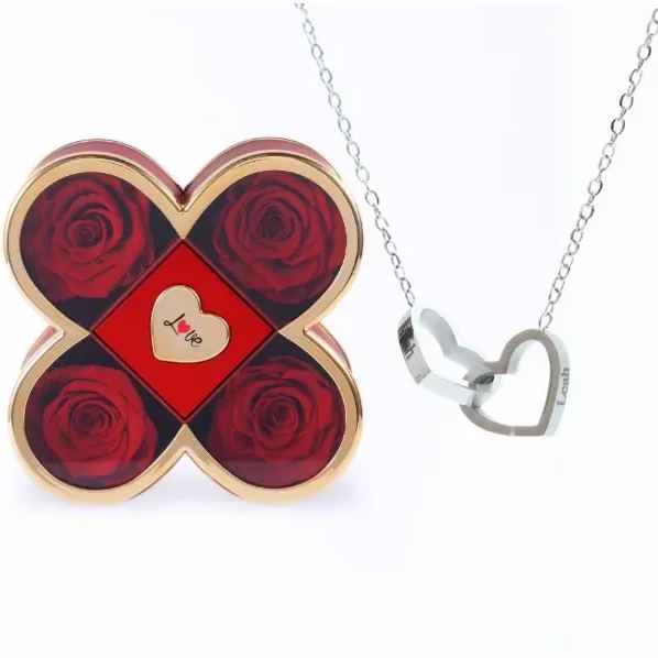 Custom Name Necklace in Rose Gift Box Romantic Gift for Lover