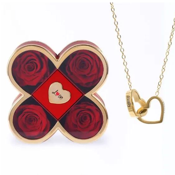 Custom Name Necklace in Rose Gift Box Romantic Gift for Lover