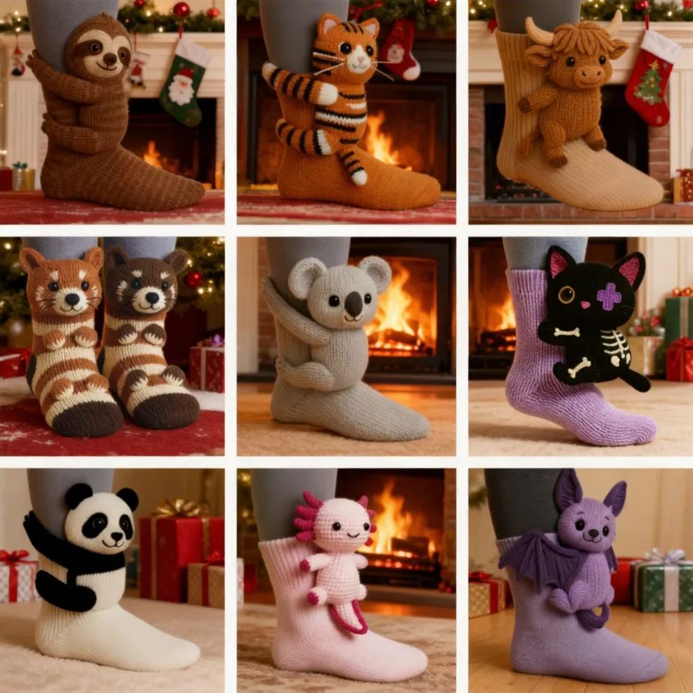 Animal Socks Christmas Knitted Floor Socks Cute Cozy Cotton Slipper Socks for Winter Home Wear Chrismtas Gift Idea - SantaSocks