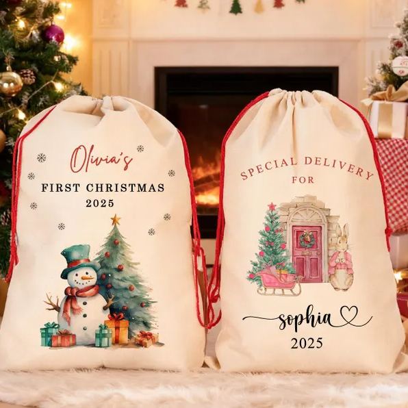 Personalized Large Santa Sack,Christmas Family Santa Bag,Custom Name Santa Gift Bag, Christmas Gift Bag,Holiday Gift Bag,Xmas Gift for Kids