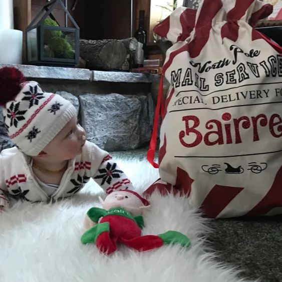 PERSONALIZED SANTA SACK Candy Cane Red Stripe Canvas Sack - MyFaceBoxer