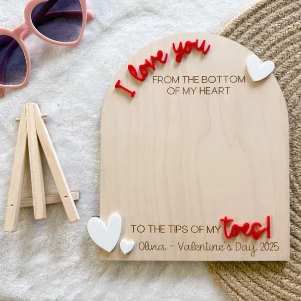 Valentine's Day Handprint Love Board, Kids Footprint Sign, First Valentine's Day Craft, Heart Keepsake Board For Baby's First Valentine