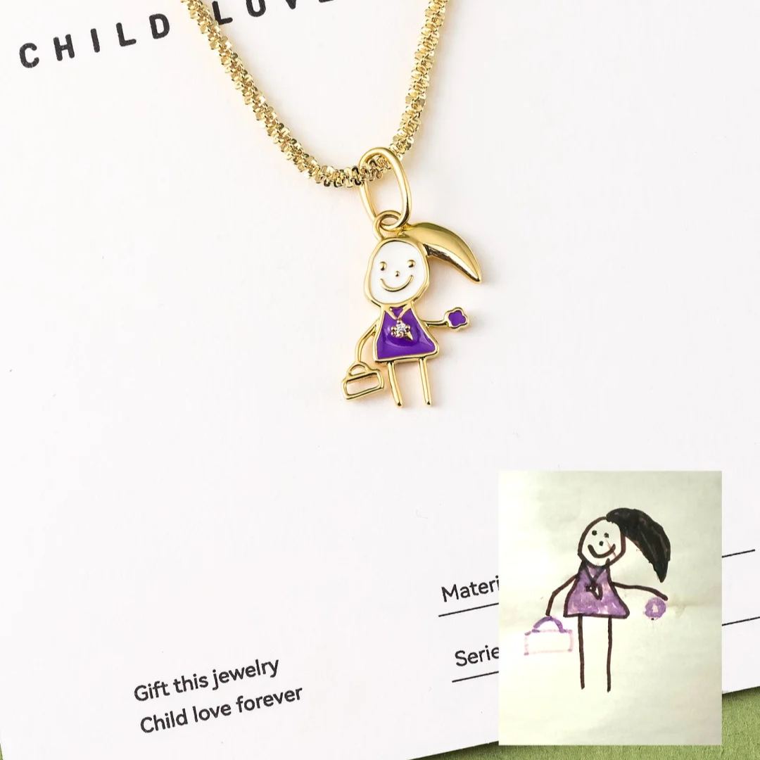 When Childish Scribbles Become Timeless Treasures: Custom Hand-Drawn Portrait Necklace