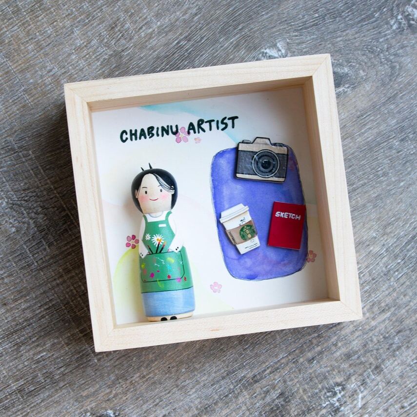 Personalized Mini-Me Peg Doll Shadow Box: Custom Hand-Painted Gift