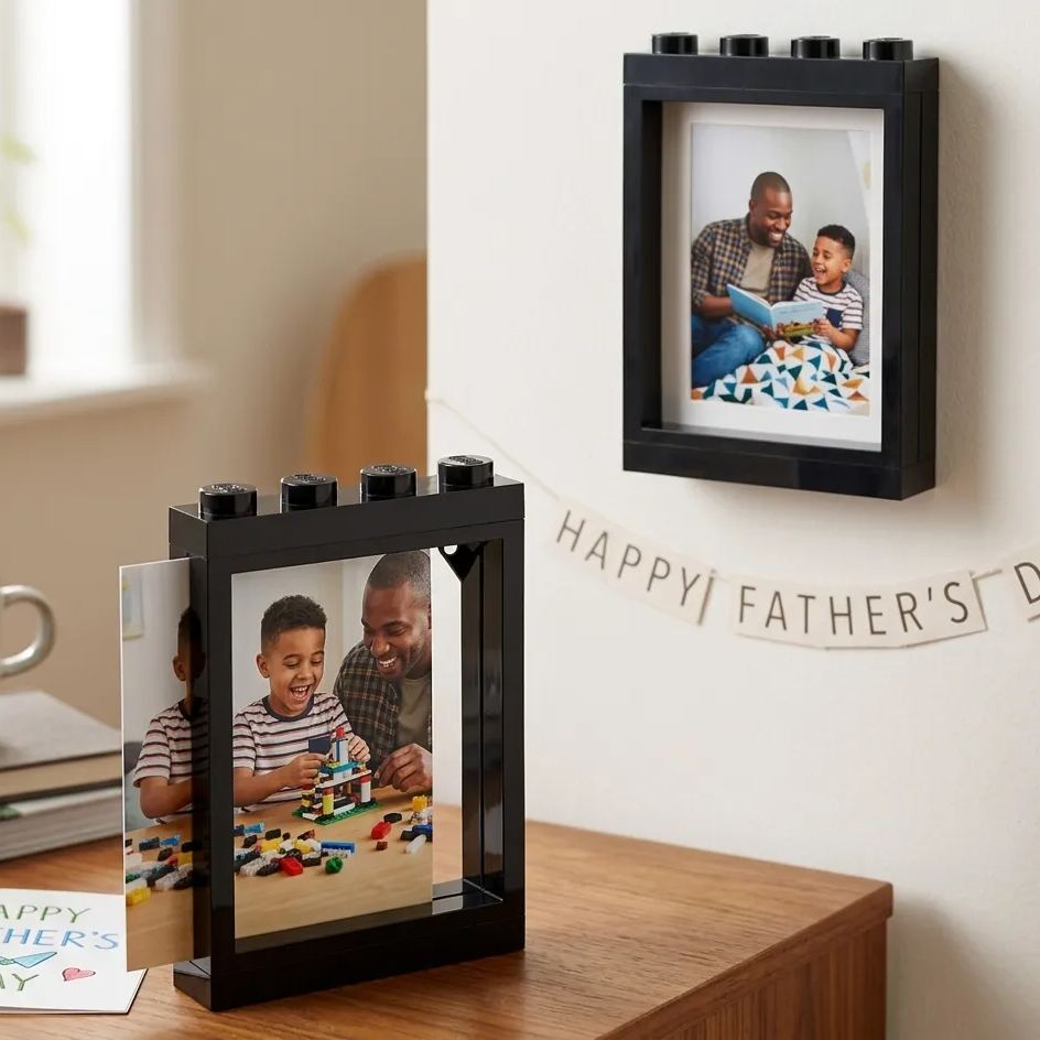 Building Block Photo Frame Fridge Magnet – DIY Compatible Brick Picture Holder for Kids’ Art, Home Decor & Gift