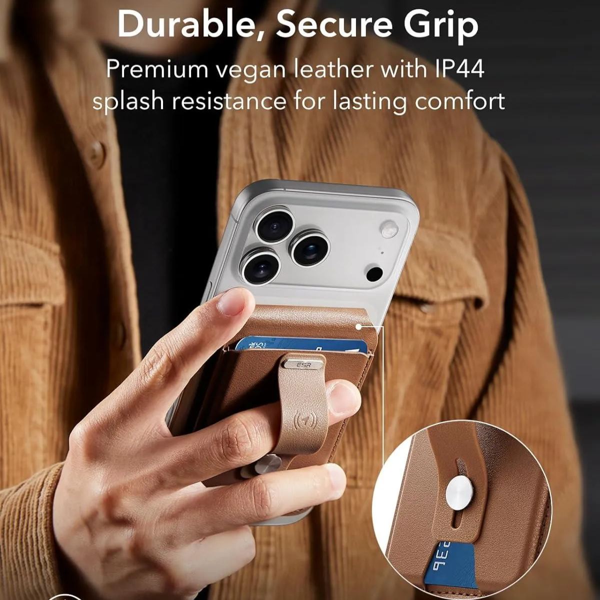 Magnetic Leather Phone Card Holder, Multi-Functional 3-in-1 Wallet & Kickstand for MagSafe Phones