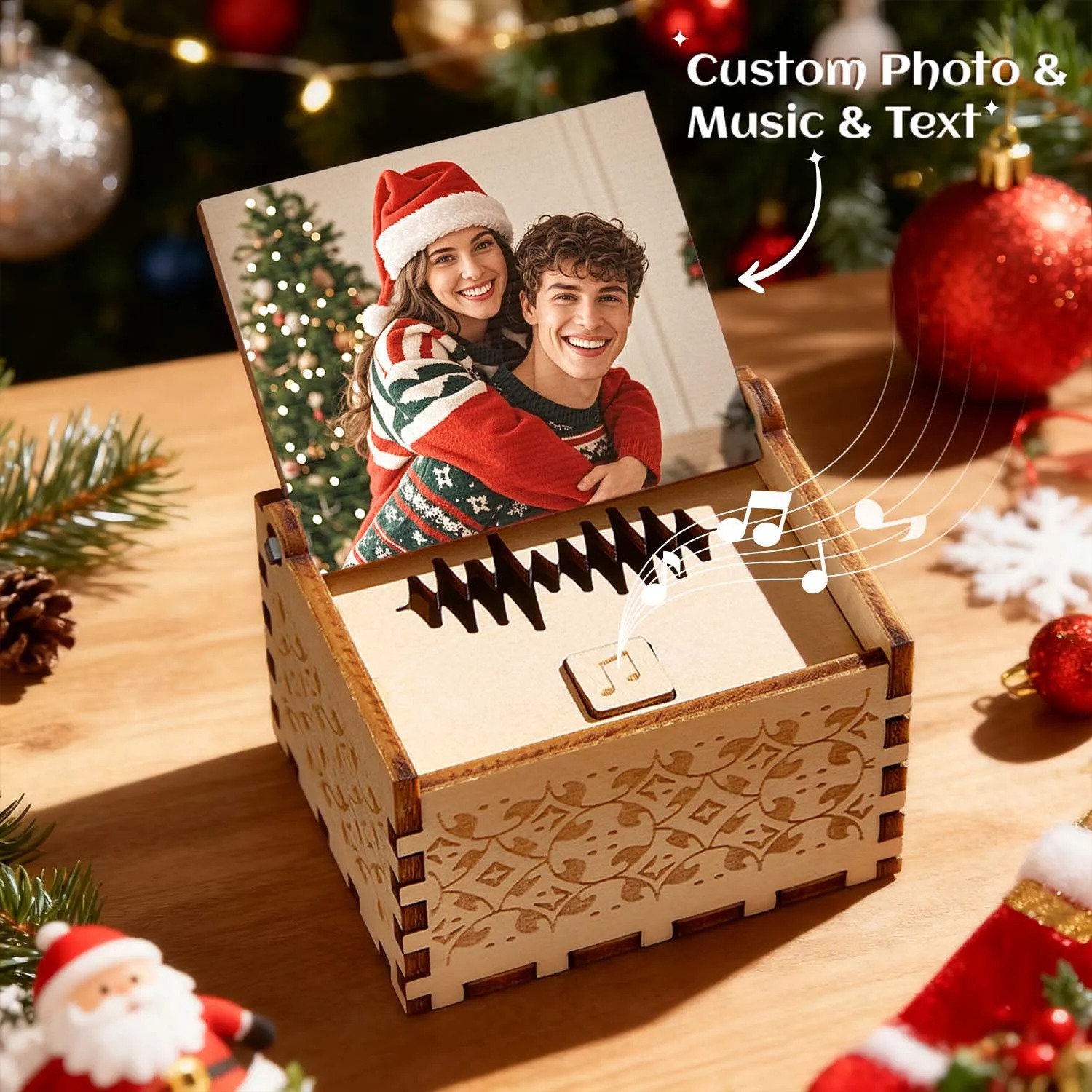 Custom Digital Music Box Any Song Tune or Voice Personalized Wooden Photo Music Box with Text Christmas Gifts