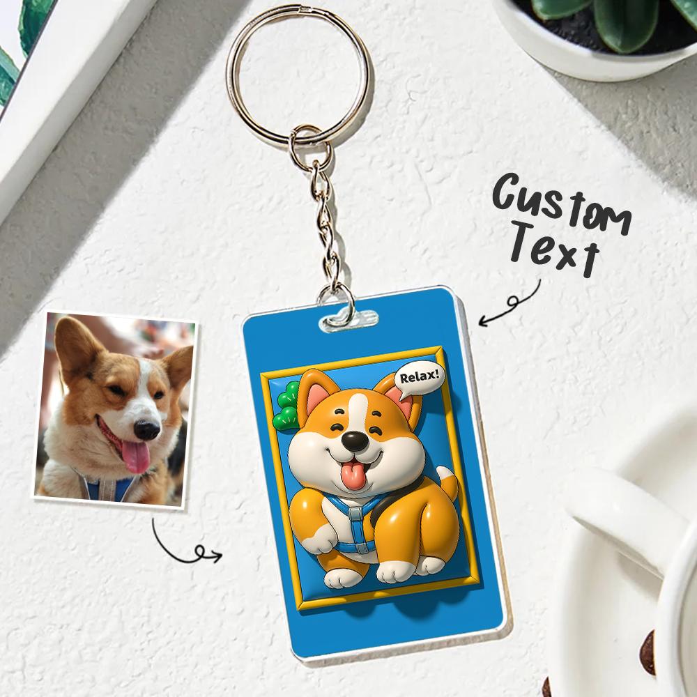 Custom 3D Inflated Effect Pet Photo Keychain for Pet Lover