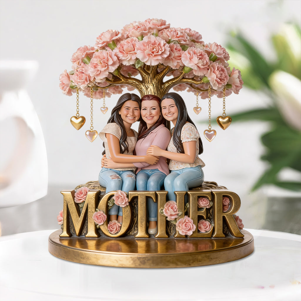 Custom Any Photo Birth Flower Gift For Mom, Grandma - Personalized Mother Custom Shaped Acrylic Plaque