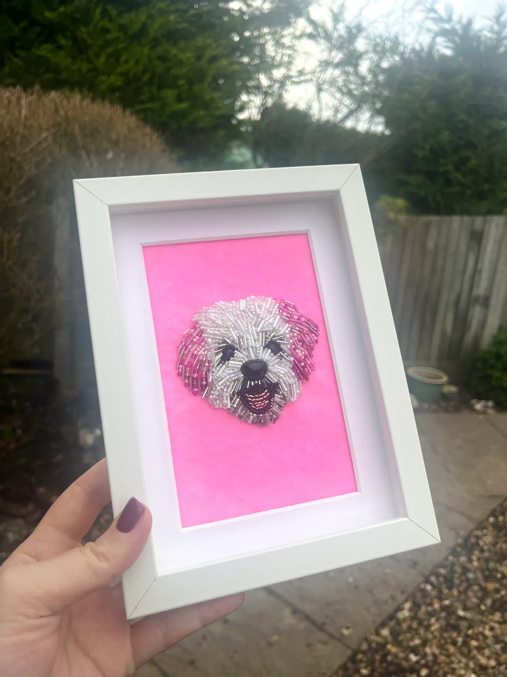 Pet Bead Embroidery Art – Handmade Beaded Animal Portrait