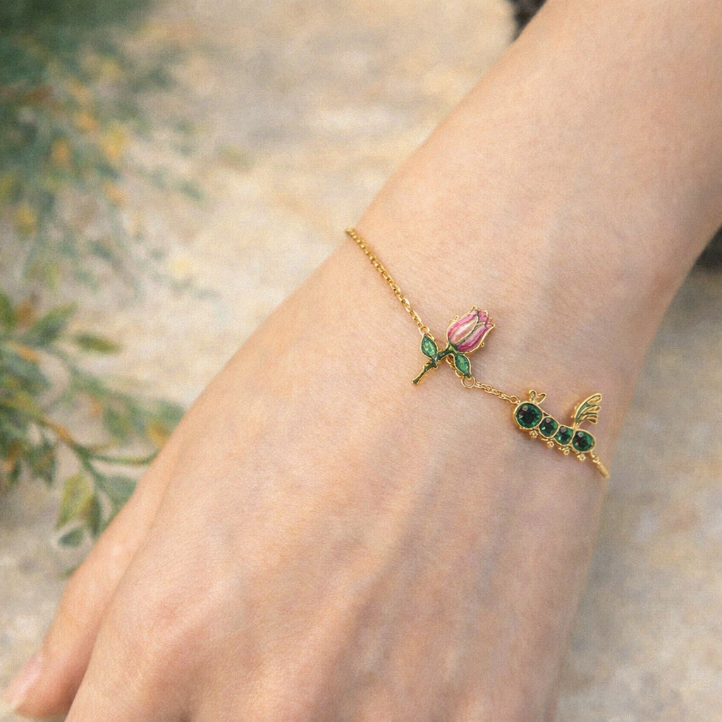 Custom Kids' Drawing Bracelet Children's Artwork Jewelry Handmade Memory Bracelet Gift for Mom Grandma Secret Garden Design