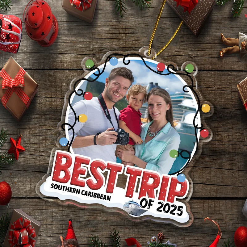 Custom Photo Travel Family Couple Friend Best Trip - Personalized Custom Shaped Acrylic Ornament