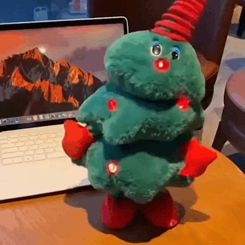 Electric Christmas Tree Toy with Music Light Battery Christmas Gifts Plush Dancing Toy for Kids