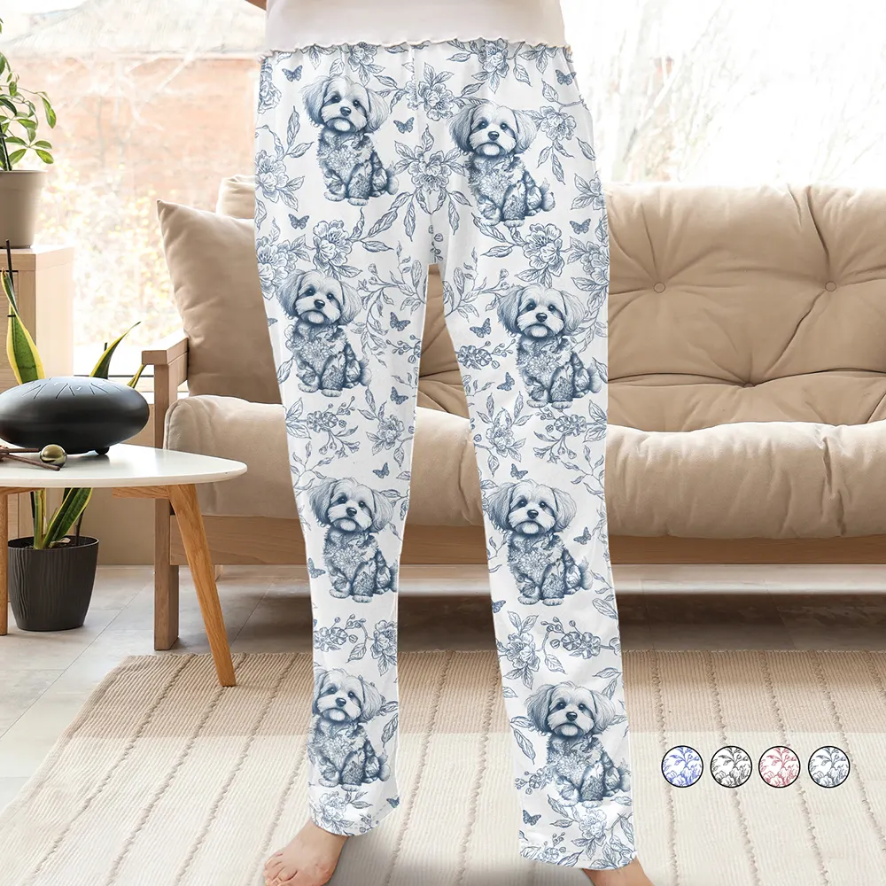 Chinoiserie Toile De Jouy Dog - Personalized Pajama Pants