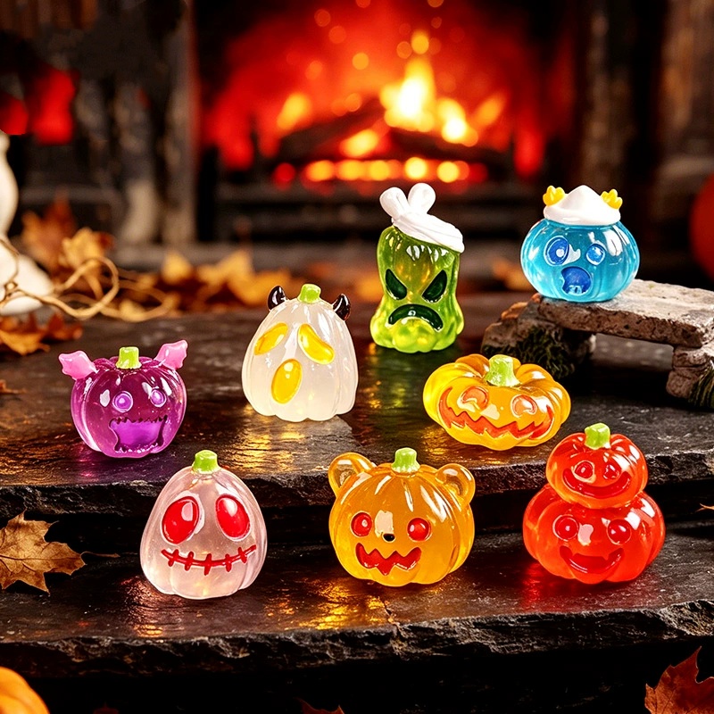 Glow-in-the-Dark Halloween Pumpkin Miniature DIY Decorative Accessory Mini Desktop Ornament
