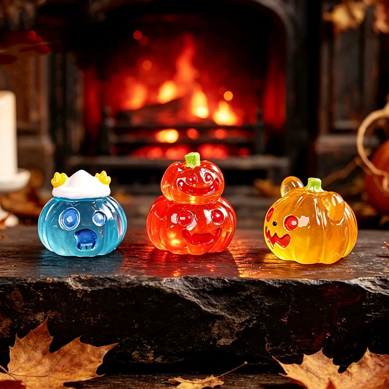 Glow-in-the-Dark Halloween Pumpkin Miniature DIY Decorative Accessory Mini Desktop Ornament