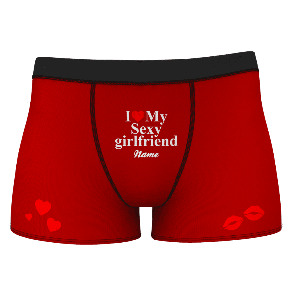 Funny Gift For Boyfriend Face Boxer - "I Love My Sexy Girlfriend" - Giftlab