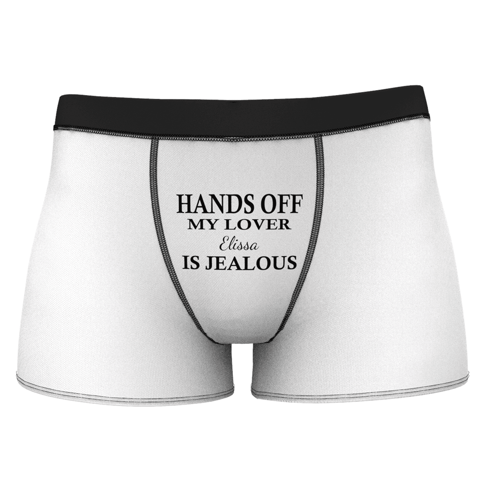 Anniversary Gift Men's Boxer Brief with Name - Hands Off - Giftlab